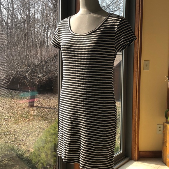 Dresses & Skirts - Classic Black & Cream Striped Knit Dress